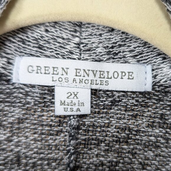Green Envelope Open Front Knit Vest/Cardigan Black/White Size 2X - Picture 4 of 8